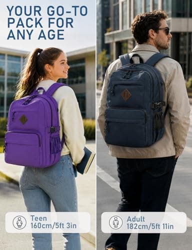 Kasgo 20L School Backpack with 2-Compartment for Teens & Adults, Navy Blue — view 6