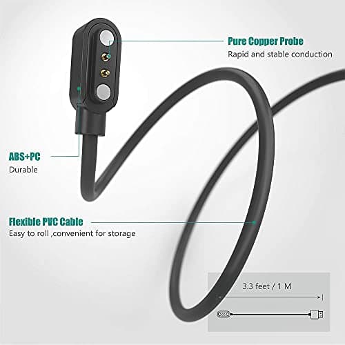 Compatible with Harry Lime Smart Watch Charger, 2 Pin Magnetic USB Replacement Charging Compatible with Harry Lime Smart Watch HA07-20011.69 Inches (Black) — view 4