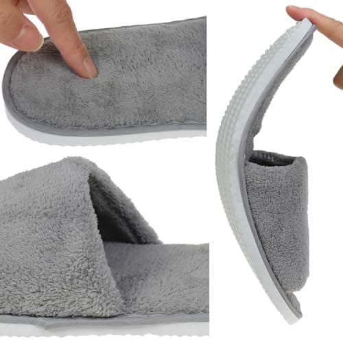 JK Home 4 pairs Coral Fleece Open Toe Spa Slippers, Disposable Deluxe Hotel — view 2