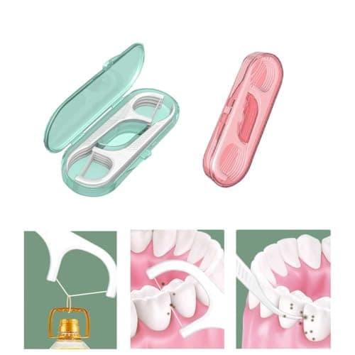 4 PCS Travel Dental Floss, Case Portable Case Refillable Dental Floss Picks Organizer 40 Picks Toothpicks Sticks Teeth Cleaning for Family Hotel Travel — view 3