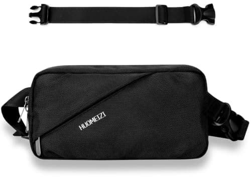 Plus Size Fanny Pack for Men Women with Extender Strap, Anti-Theft RFID 2.5L Crossbody Waist Bag, Adjustable Belt Water Resistant Hip Bum Bag Sling Chest Bag for Travel Outdoor, 2.5L Black, M