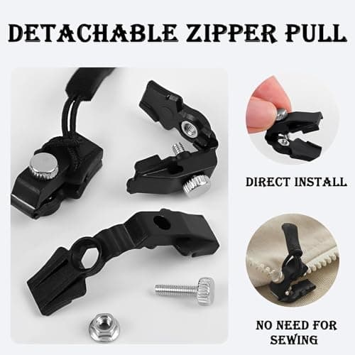 15 PCS Zip Repair Kit, 3 Sizes Zip Puller Replacement with 15 ZipPull Rope, Fix ZipPuller ZipSlider Replacement Zips Fix for Luggage, Backpacks, Jackets Zips Repair — view 3