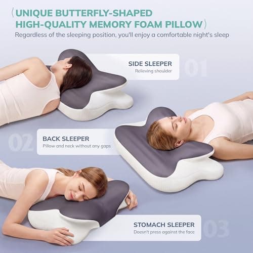 Memory Foam Pillow for Neck And Shoulder Relief, Zero Pressure Ergonomic Pillow for Side/Back/Stomach Sleeper, Cervical Pillow with Cooling Washable Cover, As a gift for your Family & Friend — view 6