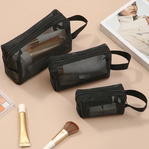 Mesh Cosmetic Bag - Zipper Travel Pouches, Portable Storage Bags, Toiletry — view 5