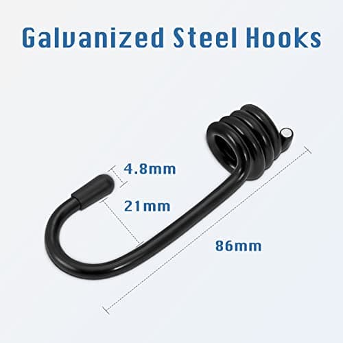 WeFine Pack of 10 Bungee Cords with Hooks Weatherproof & UV-Resistant Bungee Straps Heavy Duty Elastic Bungee Ropes for Caravan Camping RVs Trunks Luggage Racks,Black,16 inch (40CM) — view 5