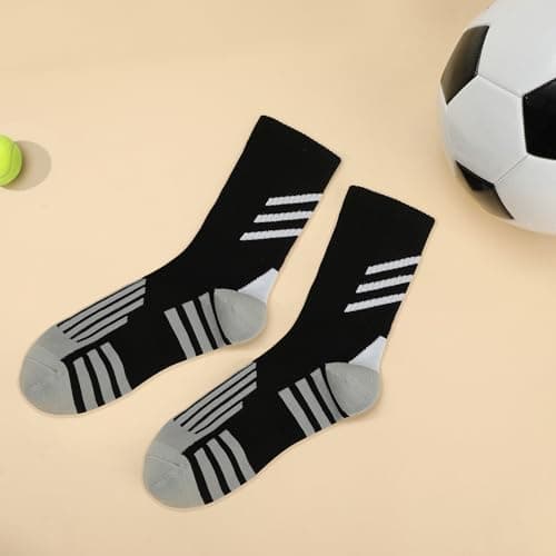 Zuimei 3 Pairs Compression Athletic Crew Socks for Men Women Black — view 6