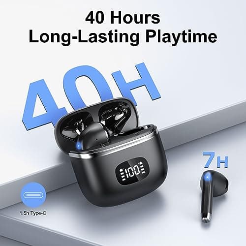POMUIC Bluetooth Headphones, Wireless Earbuds with ENC Noise Cancelling Mic — view 3