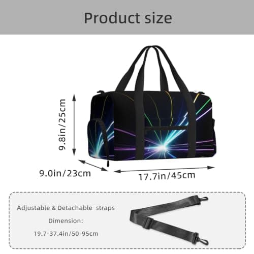 Laser Light Print Handheld Sports Luggage Unisex Crossbody Bag Travel Fitness Workout Weekend Trips — view 3