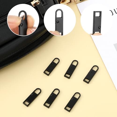 8PCS Zip Pull, 4 Colors Replacement Zipper Pull Repair Kit Universal Zipper Fixer Repair Accs for Luggage Clothing Suitcase Purses Zipper(Black) — view 3