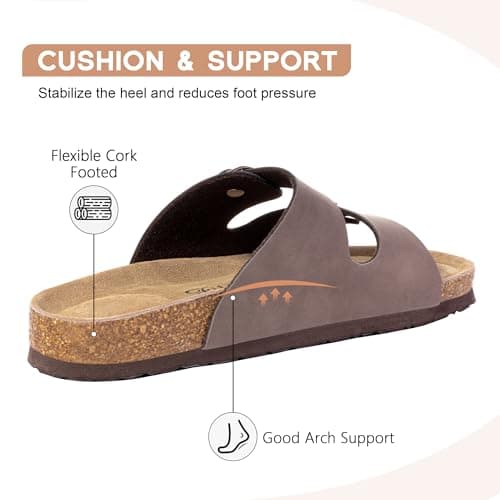FITORY Women's Flat Sandals, Cork Footbed Slides Brownish Yellow Size 7 — view 4