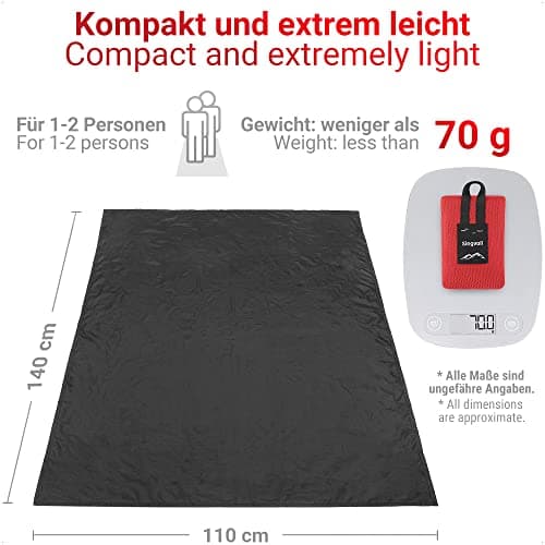 Siegvoll Mini Pocket Beach Mat Picnic Blanket 140 x 110 cm (Black) — view 2