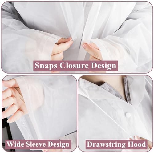 Cididu 12 Pack Rain Ponchos for Adults, Reusable Raincoat with Drawstring Hood, Portable EVA Rain Jackets for Women Men, Waterproof Long Rain Cape, Emergency Poncho for Travel Camping Hiking Outdoor — view 5
