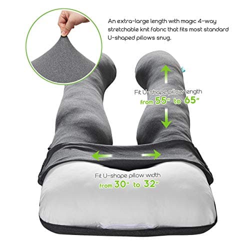 COSMOPLUS 𝐏𝐫𝐞𝐠𝐧𝐚𝐧𝐜𝐲 𝐏𝐢𝐥𝐥𝐨𝐰 𝐂𝐨𝐯𝐞𝐫 U Shaped Full Body Pillow Case 𝐂𝐨𝐯𝐞𝐫 for Maternity,Stretchy Cool Breathable Jersey Fabric, Provides Sleep and Pregnancy Support,Heather Grey — view 3