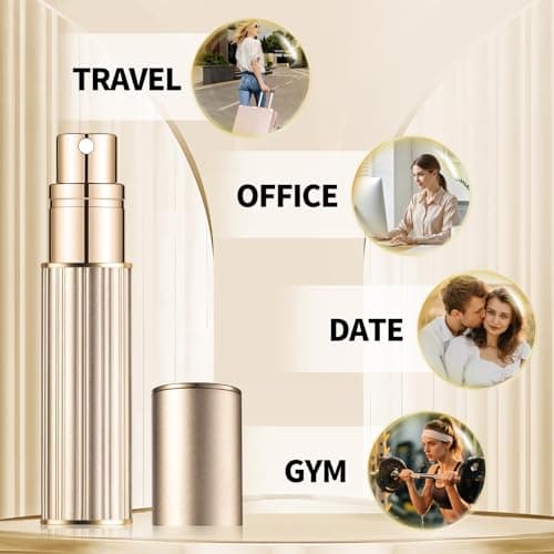 szyanlai Portable Perfume Atomiser Refillable - 5ml Empty Travel Perfume Bottle, Nano Mist, Leaking Proof, Bottom Pump without Funnel, Luxurious Mini women and men (M5-Gold) — view 6