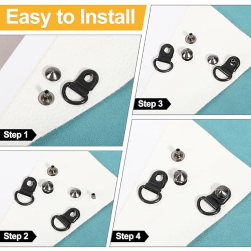 sourcing map 20 Sets Shoelace Hook,Boot Lace Hooks with Rivets Bright Black — view 4