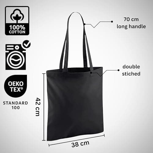 Wonky Line Premium Cotton Tote Bag, Eco-Friendly Shopping Bag, 100% Cotton Canvas, Reusable Grocery Cloth Bag, Extra Strong Long Handle Double Stitched Ideal for Printing (Burgundy) — view 6