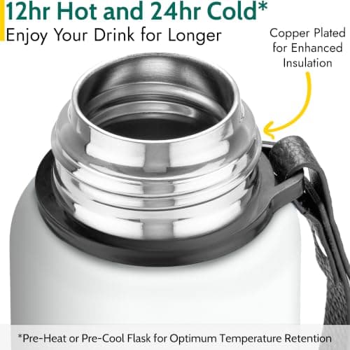 Trail Vacuum Flask with Strap, Camping & Travel, 600ml, White — view 4
