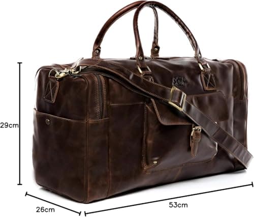 SID & VAIN Travel Bag Holdall Yale Large Duffel Bag Real Leather Show Compartment Weekender Duffle Leather Bag Men Bag — view 4