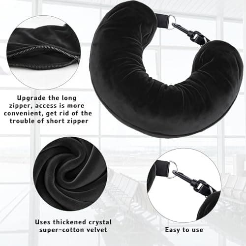 HOPNKN Stuffable Neck Pillow for Travel, Travel Pillow Stuffable with Clothes, Travel Neck Pillows With Adjustable Straps for Essentials Extra Luggage(Black) — view 3