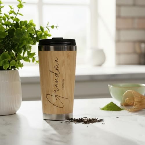 ukgiftstoreonline Personalised Engraved Insulated Grandma Travel Mug, 420ml Capacity Gift for Birthday Christmas or Mothers Day — view 2