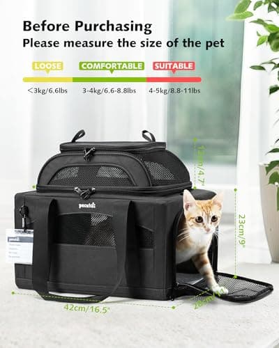 pecute Cat Carrier Top Expandable, Airline Approved Cat Carrier, Dark Grey — view 2