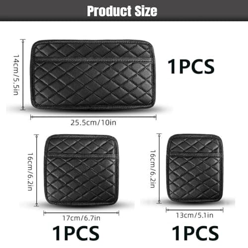 EujRcf 3-Pack Car Side Pocket Organizers, Black Car Seat Gap Filler Organizer, Car Storage, Universal Self-adhesive Storage Pouch for Car Door & Seat Gap, Holds Phones, Glasses, Keys, Cards & Coins — view 2