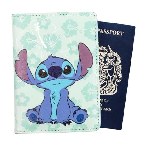 Disney Stitch Kids Travel Accessory Passport with Tropical Hibiscus Flowers for Holiday, Airport, Travel