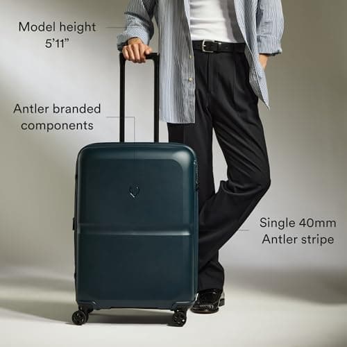 ANTLER - Single Stripe Hard Shell Medium Suitcase - Durable, Lightweight & Expandable, 4 Spinner Wheels - Adjustable Handle, TSA Lock, 68cm - Indigo — view 4