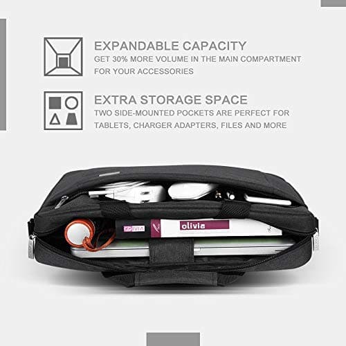 Voova Laptop Bag Case 14 15.6 Inch Computer Sleeve Messenger Bag, Black — view 3