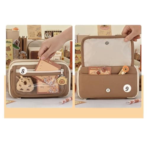 Large Pencil Case with Compartments,Cute Green Pencil Box for Girls — view 6