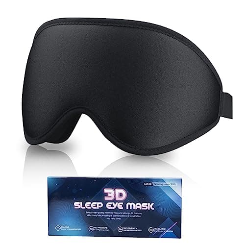 SUSNUAN Eye Mask for Sleeping, 3D Contoured Sleep Mask for Women and Men, Soft and Comfortable Night Eye Blinder, Light Blocking Sleep Masks for Travel, Lunch Breaks, Sleeping (Black)