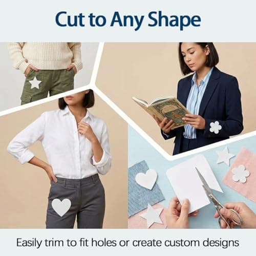 12 Pcs Fabric Repair Patches Cotton Premium Quality Iron on Repair Patches Cuttable White Repair Decorating Kit Clothes Patches Versatile Inside & Outside for Holes Pants Bags 7.5cm*10.5cm — view 4