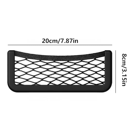 2 Pack Black Mesh Car Storage Organizer - Elastic Net Bag with Smartphone Holder & Plastic Frames for Cars, Vans, Motorhomes — view 2
