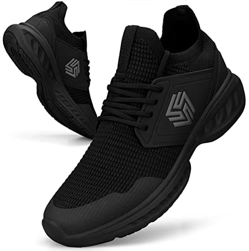 Giniros Mens Trainers Mesh Lightweight Sport Casual Gym All Black 9