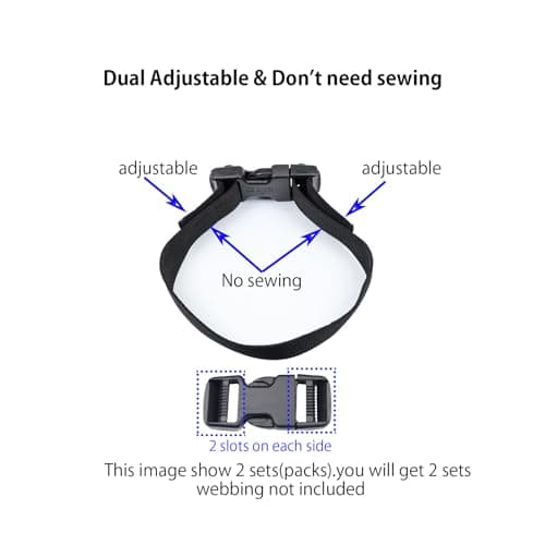 Baikeen Quick Side Release Buckles 25mm Heavy Duty Plastic Clips Belt Buckle Snap Clasp Backpack Buckle Replacement Dual Adjustable No Sewing for srrap(25mm,2sets) — view 6