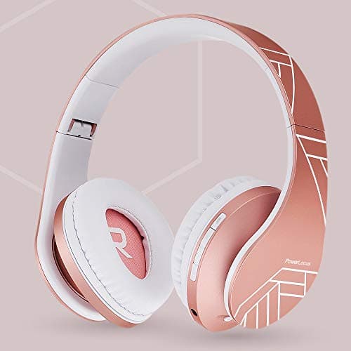 PowerLocus Bluetooth Over-Ear Headphones, Wireless Stereo Foldable Headphones Wireless and Wired Headsets with Built-in Mic, Micro SD/TF, FM for iPhone/Samsung/iPad/PC (Rose Gold) — view 3