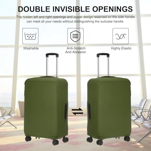 sourcing map Travel Luggage Cover, Washable Suitcase Covers for Luggage Anti-scratch Suitcase Protector Elastic Baggage Protective, Fits 26-28 Inch Suit Case, Army Green — view 4