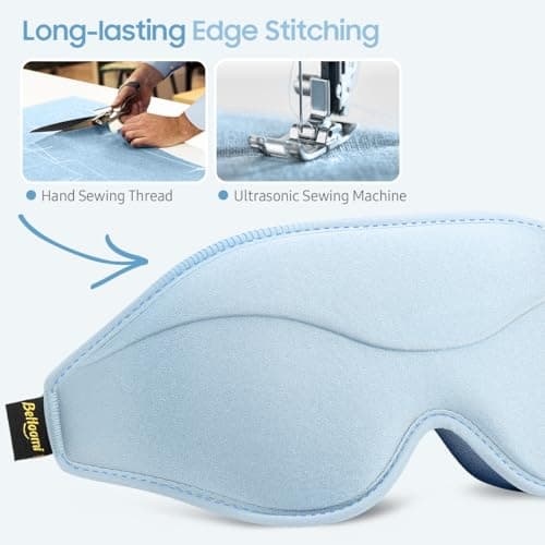 BeHoomi Sleep Mask, Premium Eye Mask for Sleeping, Total Blackout, Superior Soft Comfort, Upgraded 3D Ergonomic Designed Sleeping Mask for Home, Office, Travel, Meditation, Sky Blue — view 6