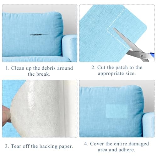2 Pcs Fabric Repair Patch, Self-Adhesive Canvas Repair Patch 11x8 inch Waterproof Fabric Patches Linen Canvas Repair Kit for Sofas, Tents, Furniture, Awnings, Car Seats (Light Blue) — view 6