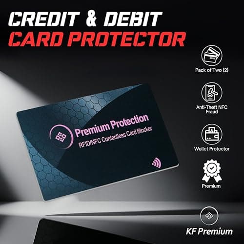 KF-Premium RFID Blocking Cards, Bank & Credit Card Protector, 2 Pack, Pink — view 4