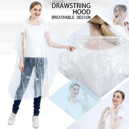 SWOGAA Disposable Rain Ponchos for Adults 10 Pack Extra Thick — view 4