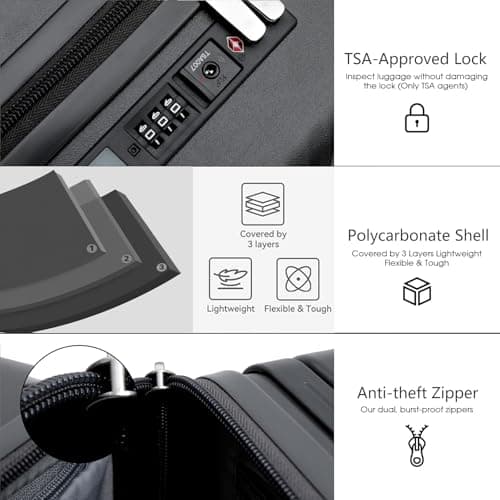 LIGHTGO 20" Hardside Cabin Case, TSA Lock, Brake Spinner Wheels — view 6