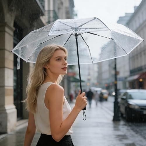 XPJBKC Clear Umbrella, 2 PCS Folding Transparent Umbrella, Windproof Compact See Through u-mbrella for Women Men, Rainproof Clear U-mbrellas for Weddings Bride Bridesmaid Party Travel Walking Events — view 6