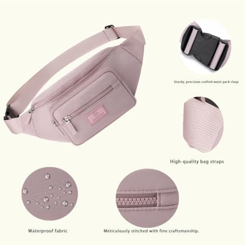 Bumbags for Ladies Bum Bag Fanny Pack Men Women Waist Pack Lightweight Adjustable for Running Walking Hiking Jogging (Purple) — view 4