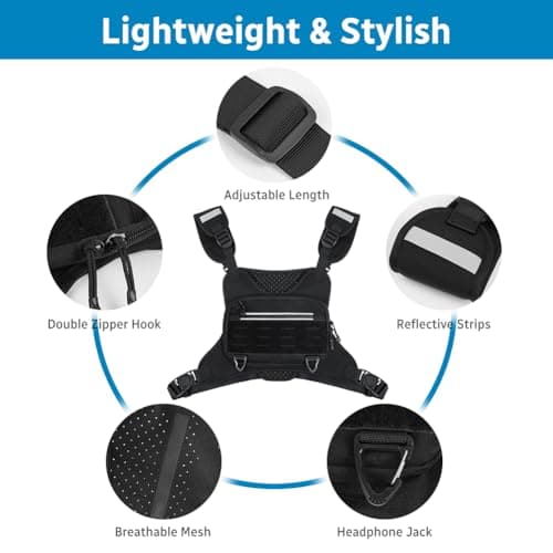 Flintronic Outdoor Chest Lightweight, Security Travel Pouch, Adjustable Belt, for Outdoors, Workout, Hiking Men & Women — view 2