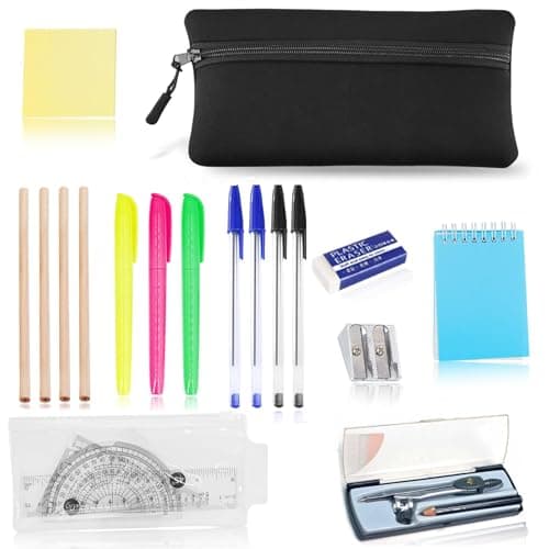 GCSE 17 Pcs Black Stationery Set, Back to Secondary School Stationery Set