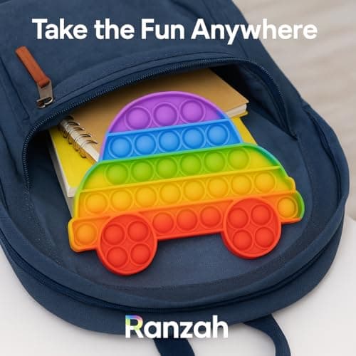 Ranzah Pop Fidget Toy Car Push Pop Bubble Sensory Kids And Adults Travel Poppet Toy Squishy Toy For Gifts & Parties ADHD Stress & Anxiety Relief Toy Squeeze Multicolour Toddler Toy (Car) — view 6