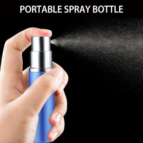 2 Pcs Perfume Atomiser,Perfume Travel Bottle,5ml Portable Travels Aftershave Atomisers Refillable Mini Metal Perfumes Spray Bottle for Men,Woman Bottom Filling Small Fragrance Decanter(Black & Blue) — view 4
