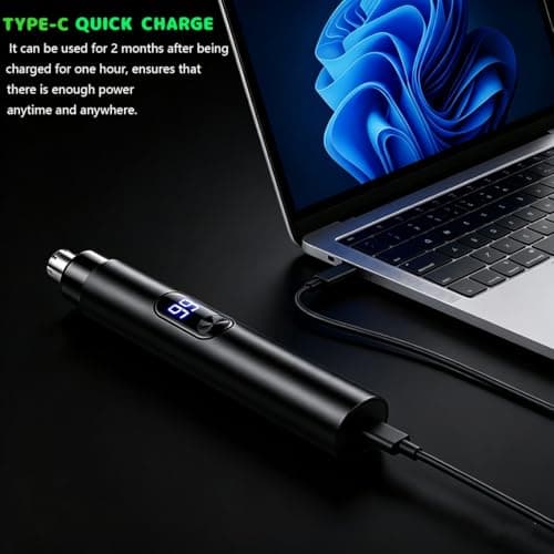 Rechargeable Nose Hair Trimmer for Men and Women with LCD Battery Display Painless USB Nose Trimmer, Ear and Nose Clipper, Facial Hair Removal, Easy to Clean, Dual Edge Blades — view 4