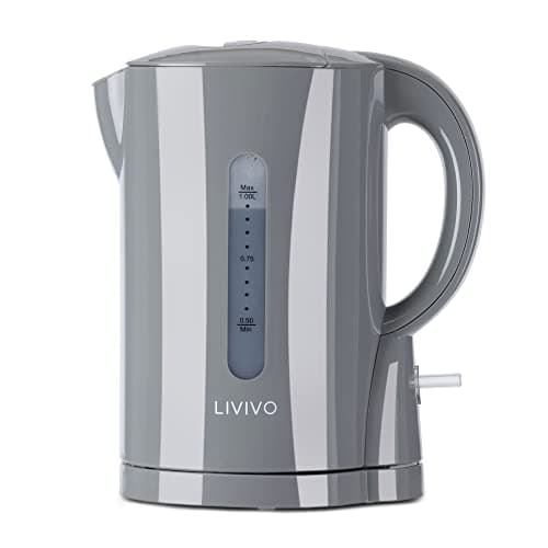 LIVIVO 1L Cordless Kettle - 900W Compact, Makes 4 Cups Electric Kettle Cordless with Boil Protection, Auto Shut off, Detachable Jug - Kettles Electric Cordless for Home, Office & Travel - Grey